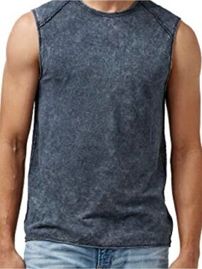 Buffalo David Bitton Vintage Acid Washed Navy Blue Muscle Tank Top Size Large